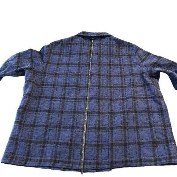Allison Daley blue and black plaid shimmer flannel shacket - Picture 5 of 8